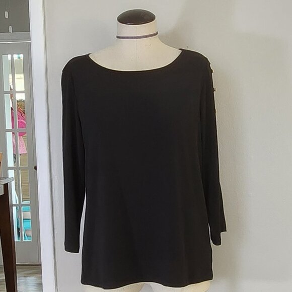 INVESTMENTS PULL-OVER W/BUTTON SLEEVES TOP - Picture 1 of 4